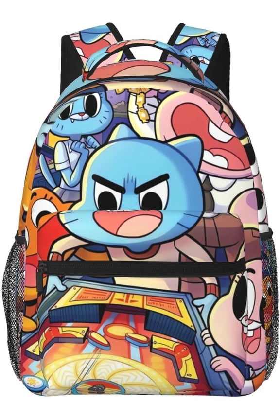 Anime The Amazing World of Gumball Backpack Canvas Funny Couple Backpacks 3D Large Capacity Travel Bags Gym Daypack Unisex Style-5
