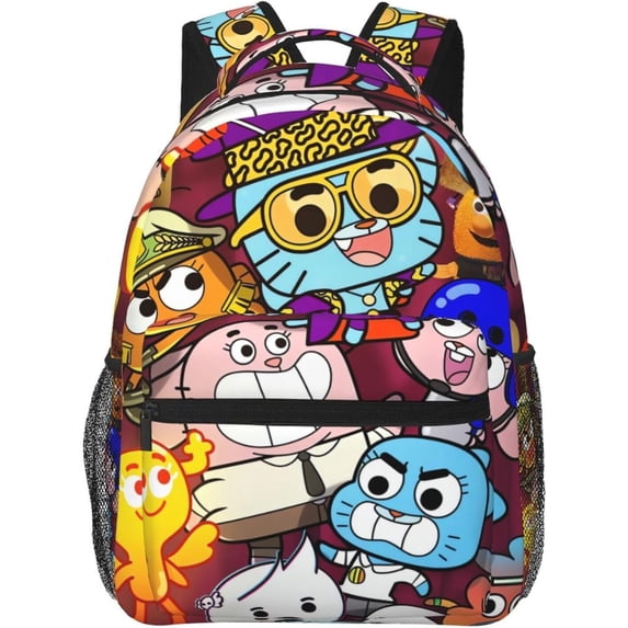 Anime The Amazing World of Gumball Backpack Canvas Funny Couple Backpacks 3D Large Capacity Travel Bags Gym Daypack Unisex