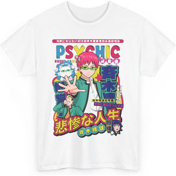 Anime The Disastrous Life of Saiki K T-Shirt Merch Casual Short Sleeved T Shirt Unisex Tee