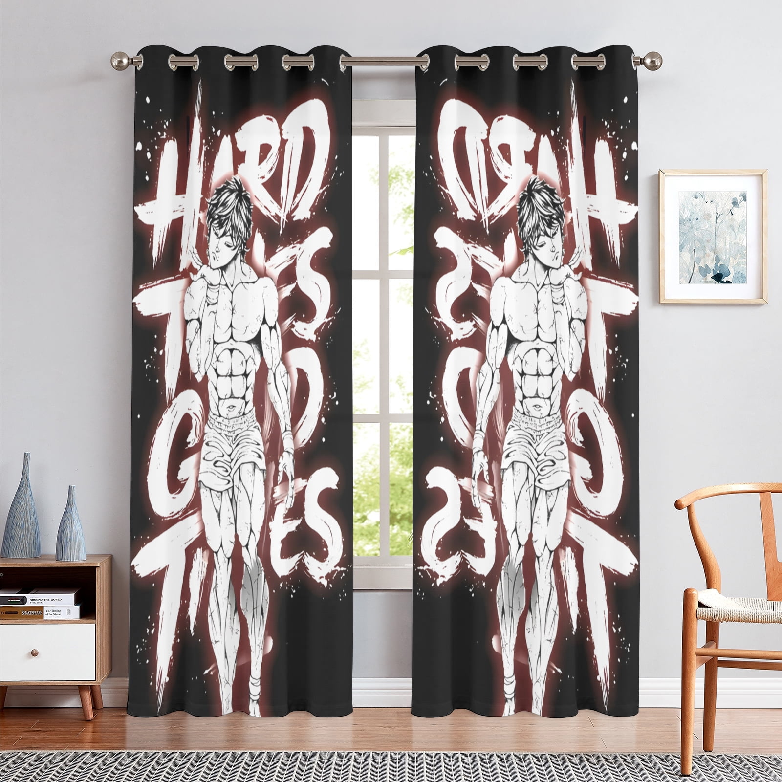 Anime Themed Curtains for Bedroom Drapes,Baki Hanma Print Design Window ...