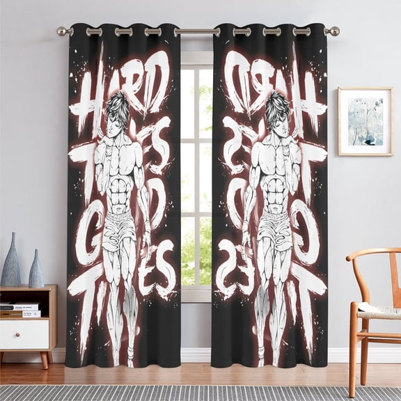 Anime Themed Curtains for Bedroom Drapes,Baki Hanma Print Design Window Treatments Curtain Panel Set, 2-Panels, 55" W x 63" L