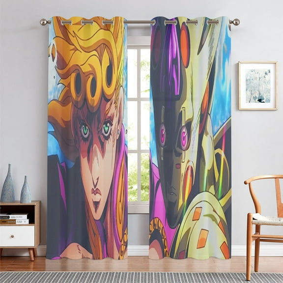 Anime Themed Curtains for Bedroom Drapes,JoJo's Bizarre Adventure Print Design Window Treatments Curtain Panel Set, 2-Panels, 42" W x 63" L