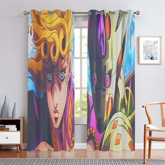 Anime Themed Curtains for Bedroom Drapes,JoJo's Bizarre Adventure Print Design Window Treatments Curtain Panel Set, 2-Panels, 42" W x 84" L