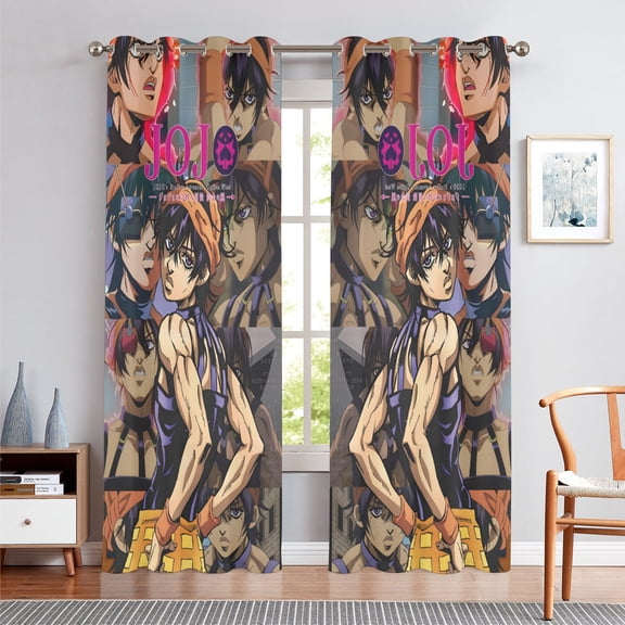 Anime Themed Curtains for Bedroom Drapes,JoJo's Bizarre Adventure Print Design Window Treatments Curtain Panel Set, 2-Panels, 42" W x 84" L