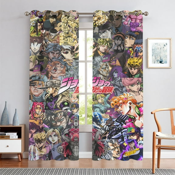 Anime Themed Curtains for Bedroom Drapes,JoJo's Bizarre Adventure Print Design Window Treatments Curtain Panel Set, 2-Panels, 52" W x 63" L