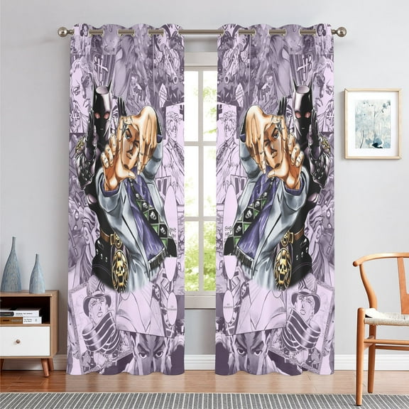 Anime Themed Curtains for Bedroom Drapes,JoJo's Bizarre Adventure Print Design Window Treatments Curtain Panel Set, 2-Panels, 55" W x 63" L