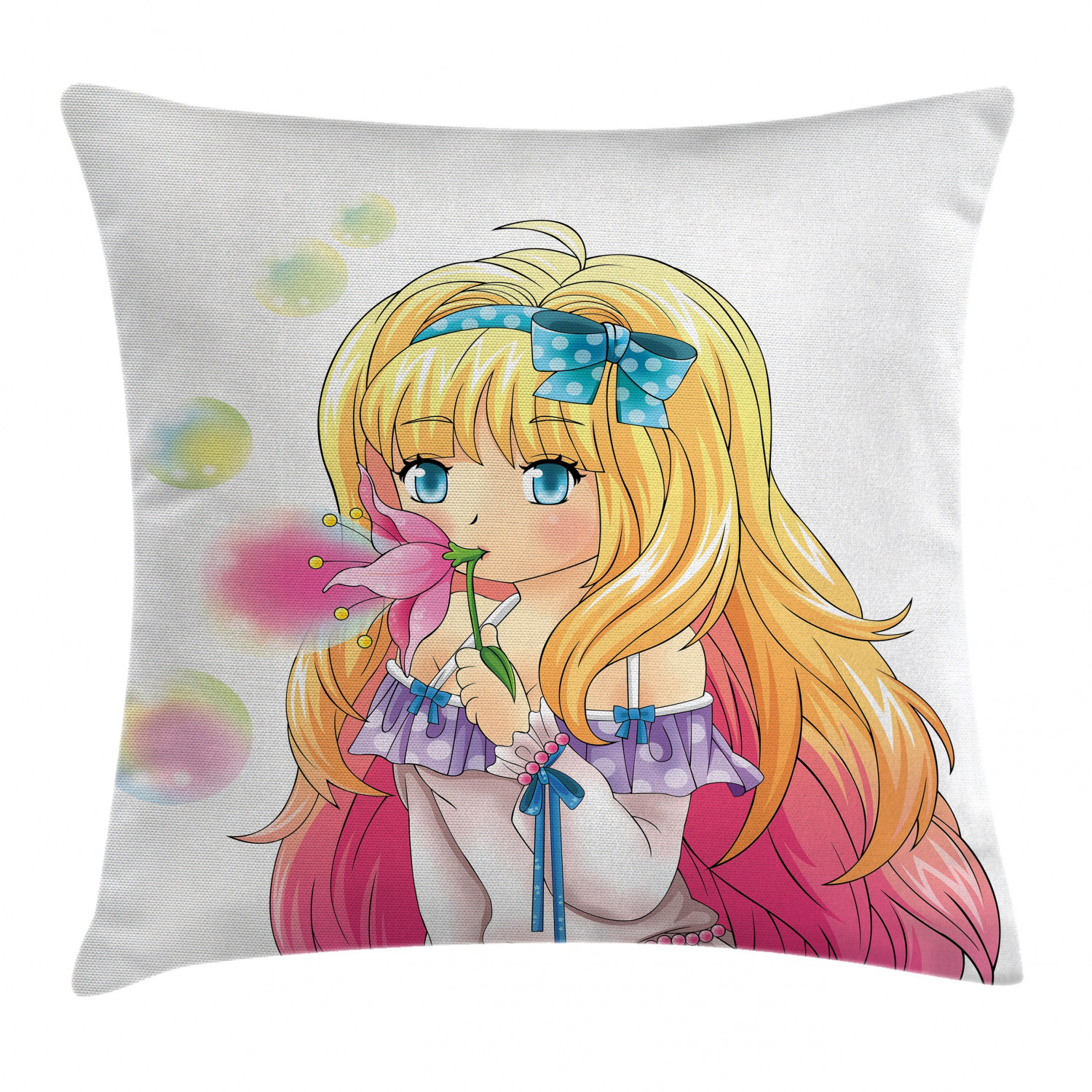 Federa Per Cuscino Manga Anime 45x45 Cm, Poliestere, Con Stampa Ecchi Otaku Hentai Waifu Ahegao, Chiusura Lampo Nascosta