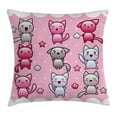 thumbnail image 1 of Anime Throw Pillow Cushion Cover, For Kids Cute Kitty Doodles with Emotions Funny Animal Theme Japanese Art Print, Decorative Square Accent Pillow Case, 16 X 16 Inches, Pink Blue Purple, by Ambesonne, 1 of 2