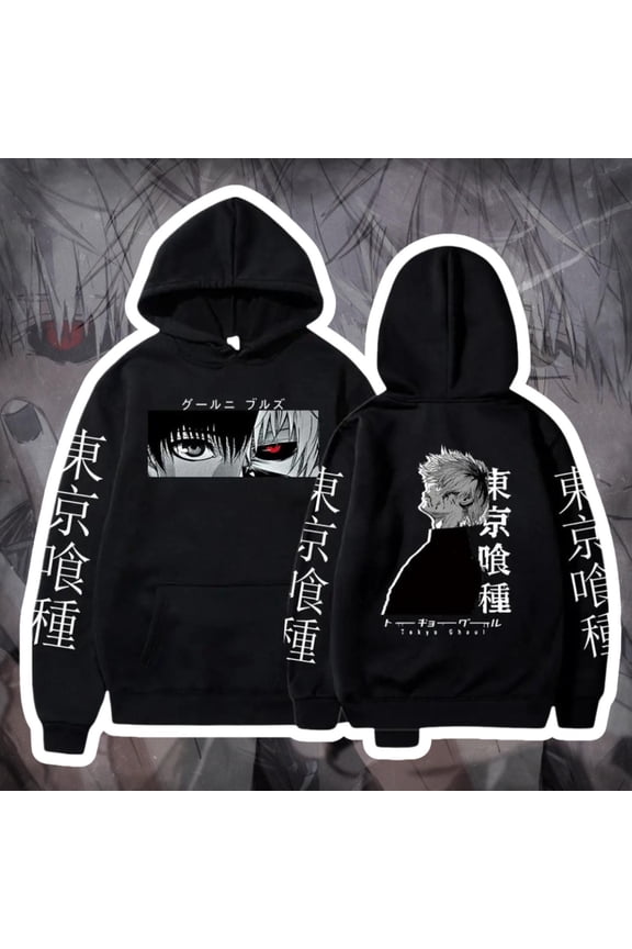 Anime Tokyo Hoodie Ghoul Ken Kaneki, Manga-Inspired Unisex Pullover,Casual Streetwear Anime Gift