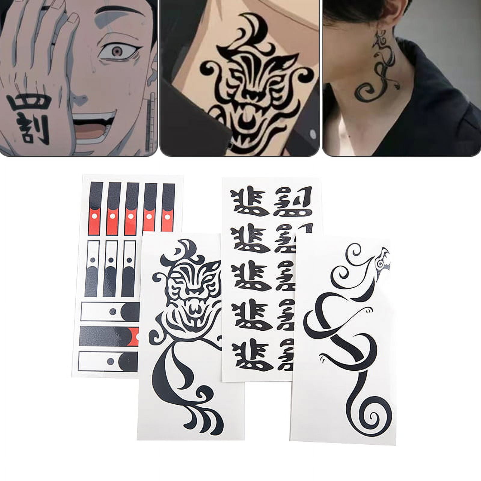 Luminous Anime Tattoo Sticker Symbol Flame Stars Moon Snowflake Wolf  Waterproof Fake Tattoo Arm Body Art Christmas Halloween - AliExpress