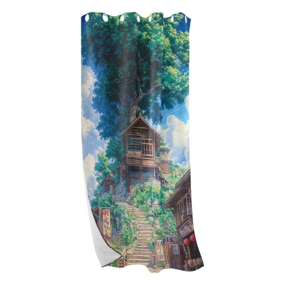 Anime Tree Landscape Painting Blackout Curtains for Living Room Bedroom 42W/52W x 84L Insulated Window Drapes 1 Panels