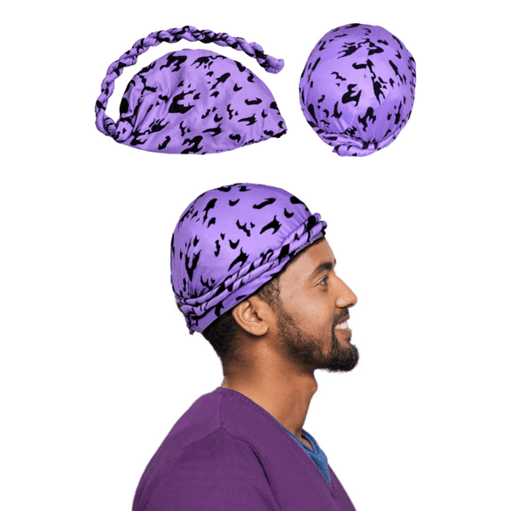 Anime Turban for Men Satin Hair Wrap (Purple Cursed Mark)