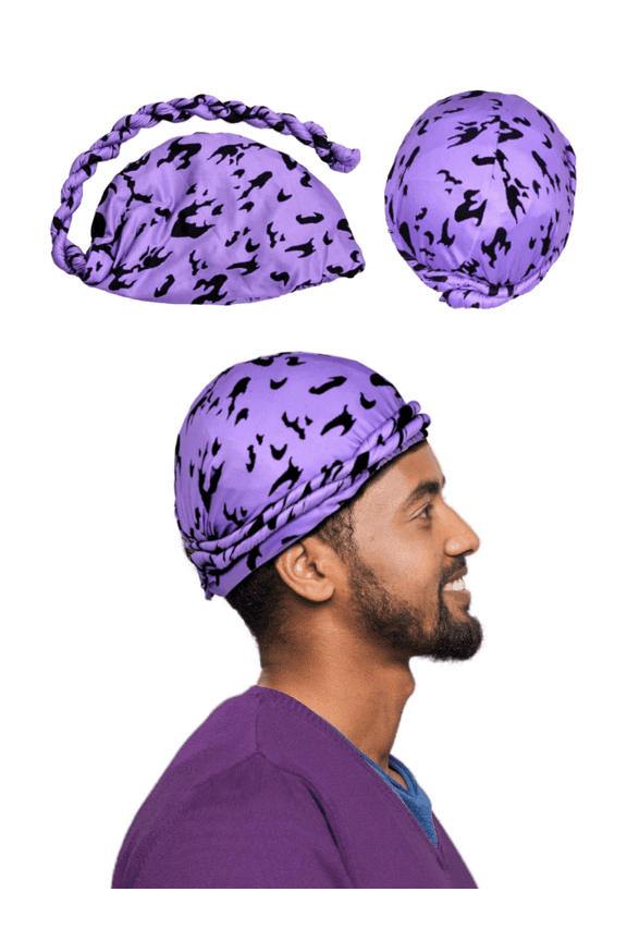 Anime Turban for Men Satin Hair Wrap (Purple Cursed Mark)