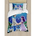 thumbnail image 1 of Anime Twin Size Duvet Cover Set, Illustration of Romantic Couple Holding Hands under Moonlight Love in Manga Themed Print, Decorative 2 Piece Bedding Set with 1 Pillow Sham, Multi, by Ambesonne, 1 of 3