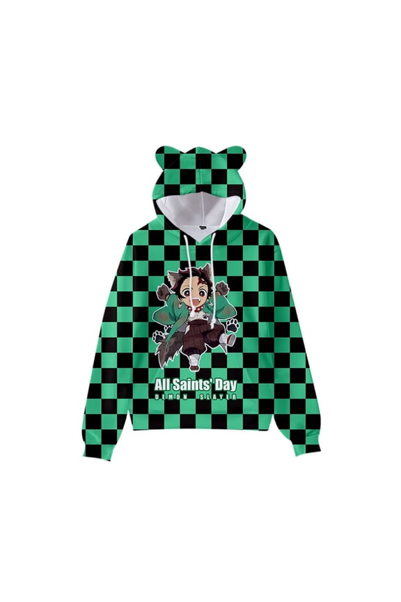 Anime Unisex Demon Slayer Hoodies 3D Printed Cosplay Cute Sweatshirt for Men Women -L