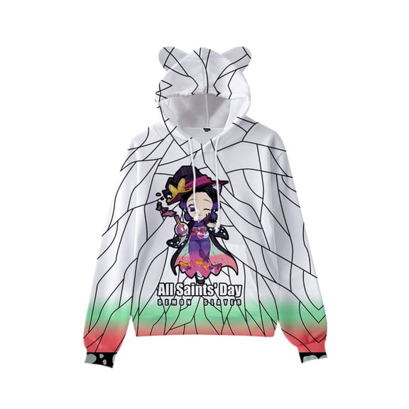 Anime Unisex Demon Slayer Hoodies 3D Printed Cosplay Cute Sweatshirt for Men Women -M