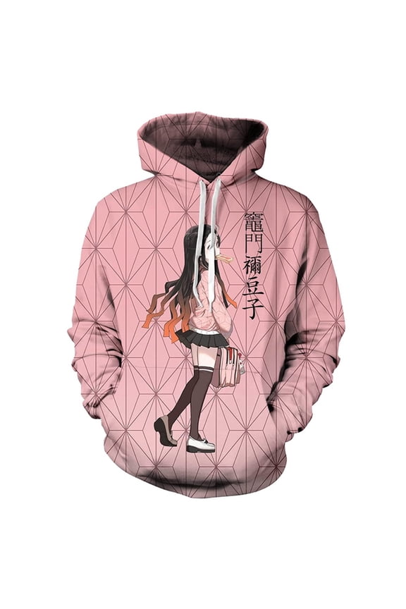 Anime Unisex Demon Slayer Hoodies Men Women 3D Printed Sport Sweatshirt -L