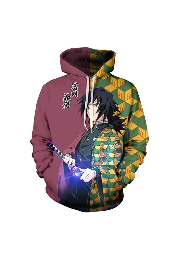 Anime Unisex Demon Slayer Hoodies Men Women 3D Printed Sport Sweatshirt -M
