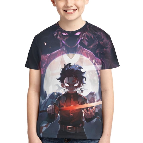 Anime Unisex Demon Slayer Shirt Cosplay Shirt Cartoon T-Shirts Fashion Casual for Boys and Girls Shirts -M