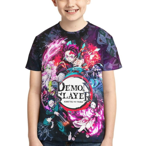 Anime Unisex Demon Slayer Shirt Cosplay Shirt Cartoon T-Shirts Fashion Casual for Boys and Girls Shirts -XL