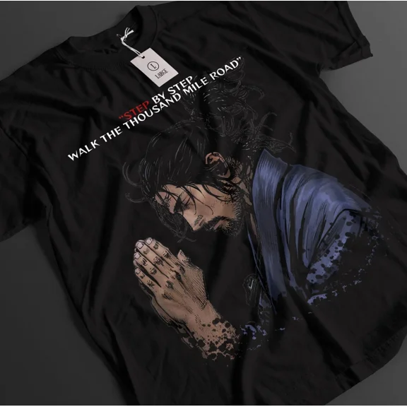 Anime Vagabond Musashi Kojiro Otsu Takuan Warrior Black T-Shirt, Gift For Otaku