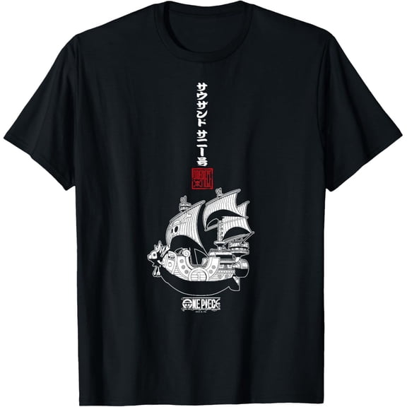 Anime Vertical Kanji Pirate Ship Retro Graphic Style Shirt