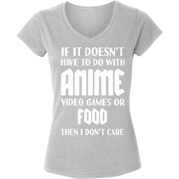 Anime Video Games Anime Food V-neck Shirt Womens - S M L XL 2XL Graphic Tee - Anime Humor Ladies Clothes