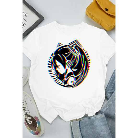 Anime Virtual Singer Glitch Music Style Graphic Art Unisex T-Shirt V10049 up to Size 5XL