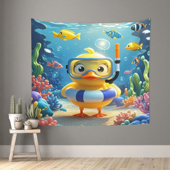Anime Wall Art Swimming Ring Duck Tapestry, Cute Tapestry Wall Hanging Decor For Bedroom