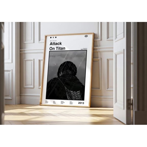 Anime Wall Art attack on titan poster minimal rain back view character clean layout aesthetic decor for bedroom studio 8x12 UNFRAMED
