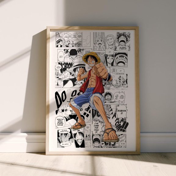 Anime Wall Art luffy poster manga collage action pose pirate character decor for bedroom gaming room 16x24 UNFRAMED