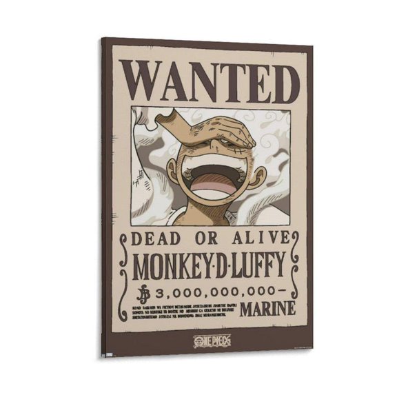 Anime Wall Art luffy wanted poster vintage pirate bounty design dead or alive decor for room bedroom 16x24 UNFRAMED