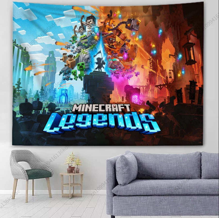 Anime Wall Tapestry Poster M-Minecraftes Wall Hanging Background Cloth ...
