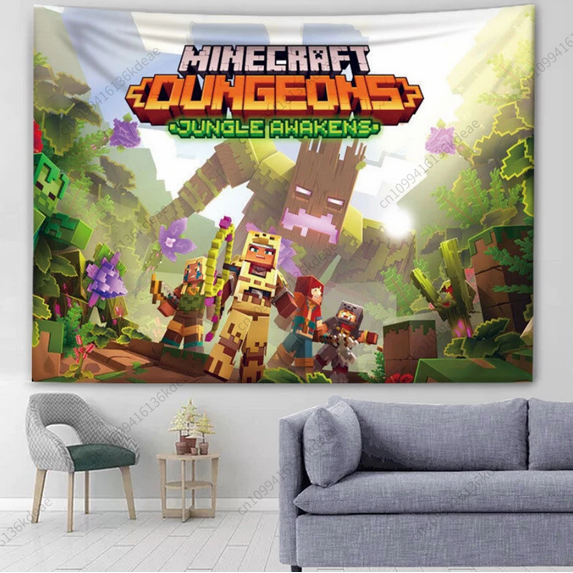 Anime Wall Tapestry Poster M-Minecraftes Wall Hanging Background Cloth ...