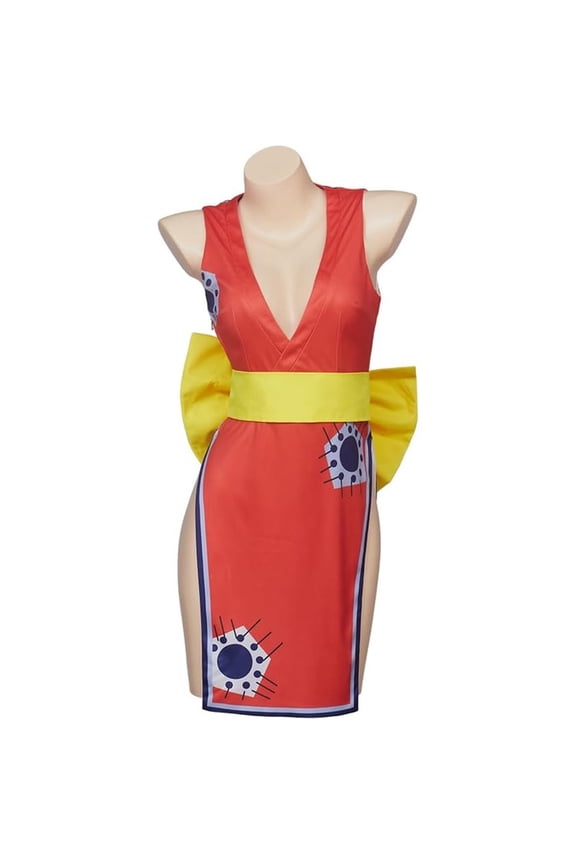 Anime Wano Country Inspired Sexy Red Traditional Robe Dress with Belt for Women