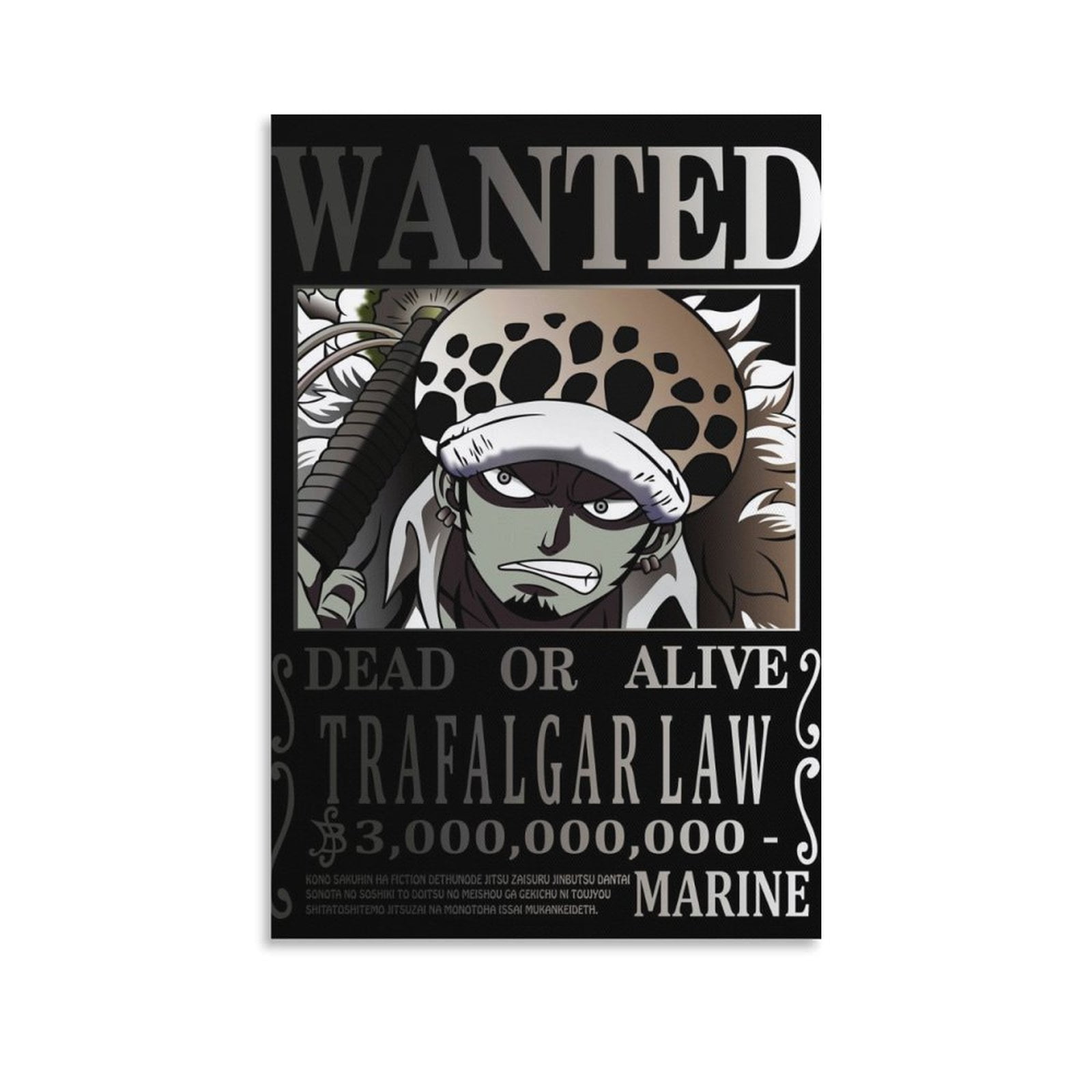 Anime Wanted Poster Trafalgar D Water Law Wall Art Poster Scroll Canvas anime-wanted-poster-trafalgar-d-water-law-wall-art-poster-scroll-canvas