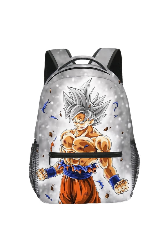 Anime Warrior Print Backpack, 16-inch Casual Daypack with Adjustable Padded Straps & Side Mesh Pockets, Galaxy Fighter Design for Daily Commute