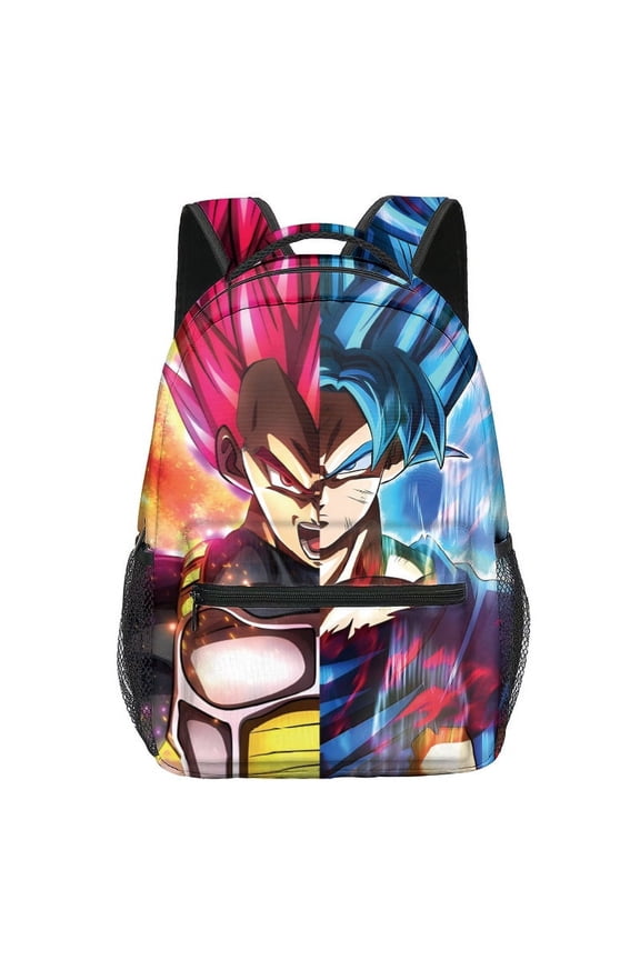 Anime Warrior Print Backpack, 16-inch Casual Daypack with Adjustable Padded Straps & Side Mesh Pockets, Galaxy Fighter Design for Daily Commute