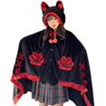 thumbnail image 1 of Anime Wearable Blanket Hoodie for Adults Cute Halloween Devil Bat Hooded Blanket Oversized Soft Sherpa Hoodie Women Throw Cloak Wrap with Demon Wings for Women Men Child Student, Free Size,C, 1 of 8