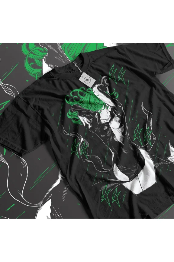 Anime Wind Tatsumaki One Punch Man Black T-Shirt