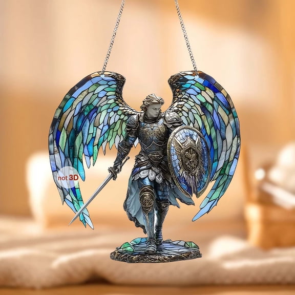 Anime Winged Dragon Knight Garden Decoration Pendant 2D Flat Acrylic Hanging Ornament for Outdoor Patio Balcony Indoor Desk Decor Handsome Anime Figure Gift 7.8in