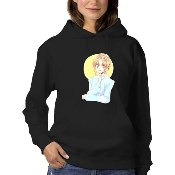 Anime Woman Thinking Hoodie Women -Image by Shutterstock, Female Large