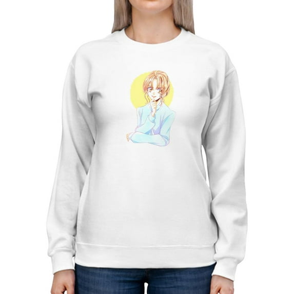Anime Woman Thinking Sweatshirt Women -Image by Shutterstock, Female x-Large