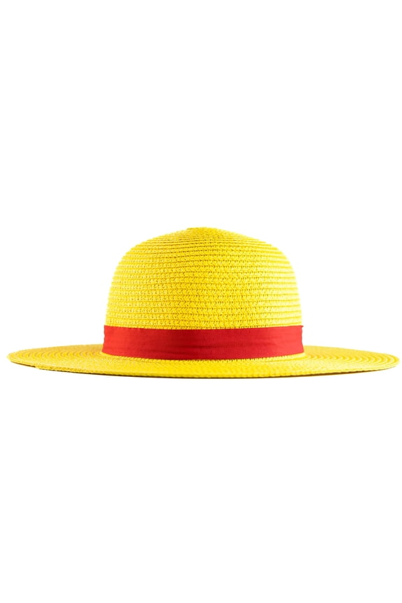 Anime Yellow Straw Hat with Red Ribbon