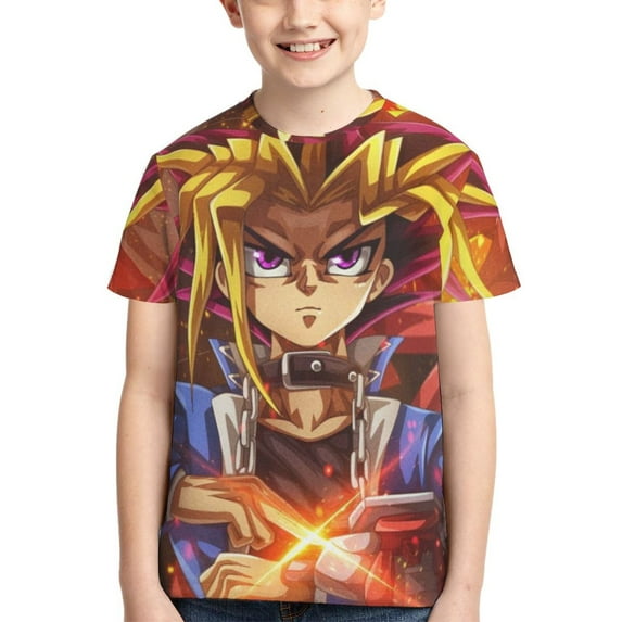 Anime Yu-Gi-Oh Teen T-Shirt Crewneck Short Sleeve Double-Sided Print Summer Tee Shirts Top For Youth Boys Girls Children Small
