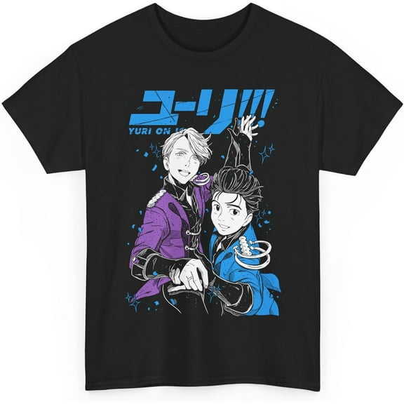 Anime Yuri On Ice T Shirt Merch Casual Short Sleeves Tee Black