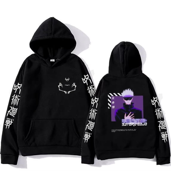 Anime Zip Up Jacket Hoodie , Jujutsu Kaisen Inspired Gojo Graphic Top ...