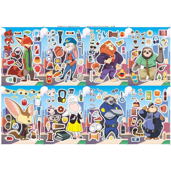 Anime, cute cartoon, Zootopia parent-child interactive jigsaw puzzle DIY face stickers