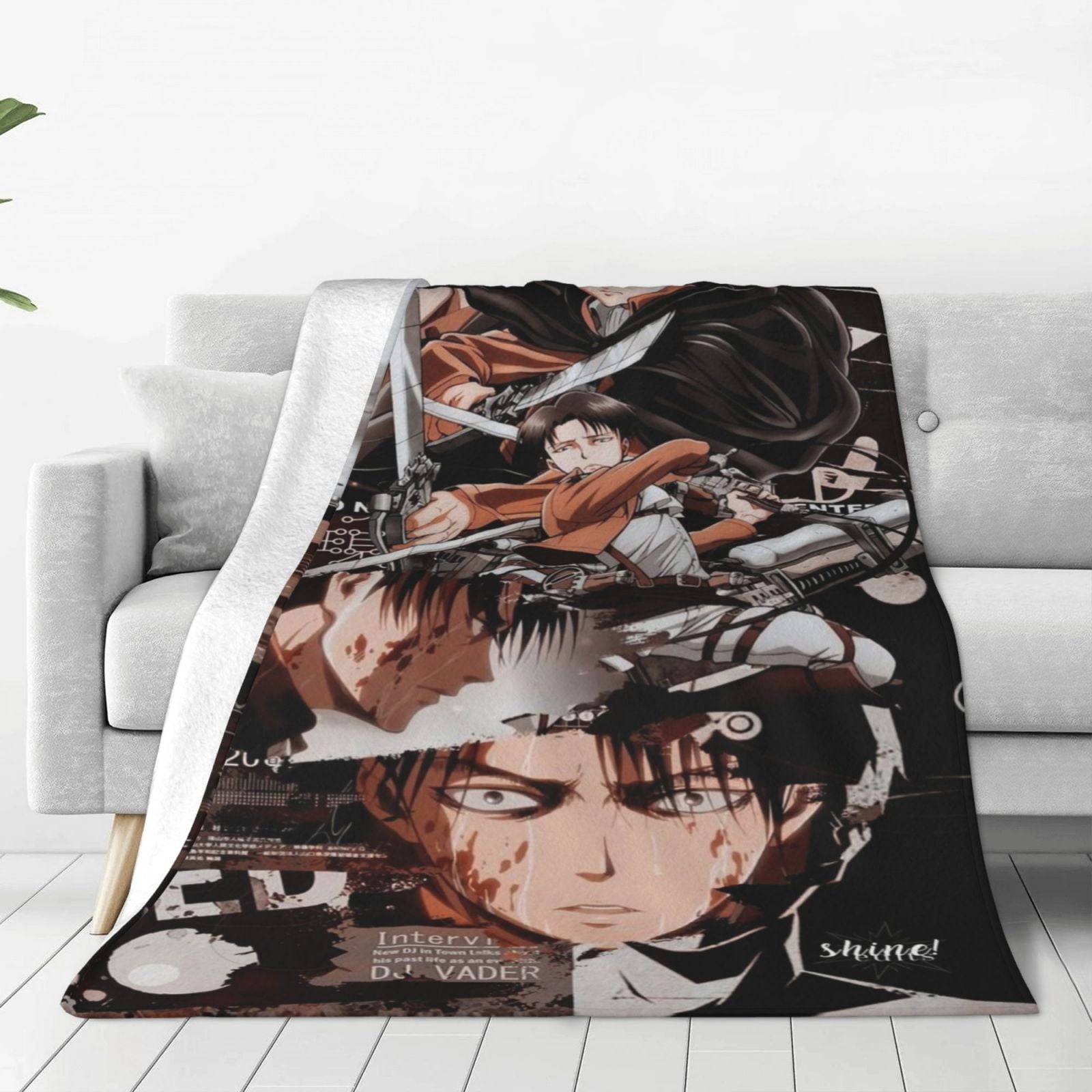 Anime levi Ackerman Blanket Air Conditioner Quilt Blankets Funny Flannel Blanket Warm Ultra Soft Throw Blankets All Seasons for Sofa Bed Camping Beach Walmart