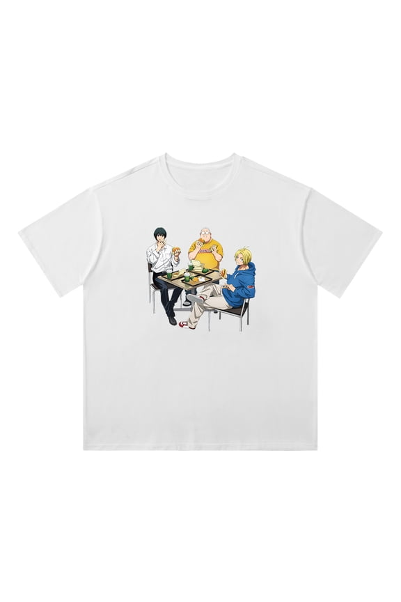 Anime sakamoto days T-shirt Cotton Loose Round Neck Short Sleeve Top Black and White